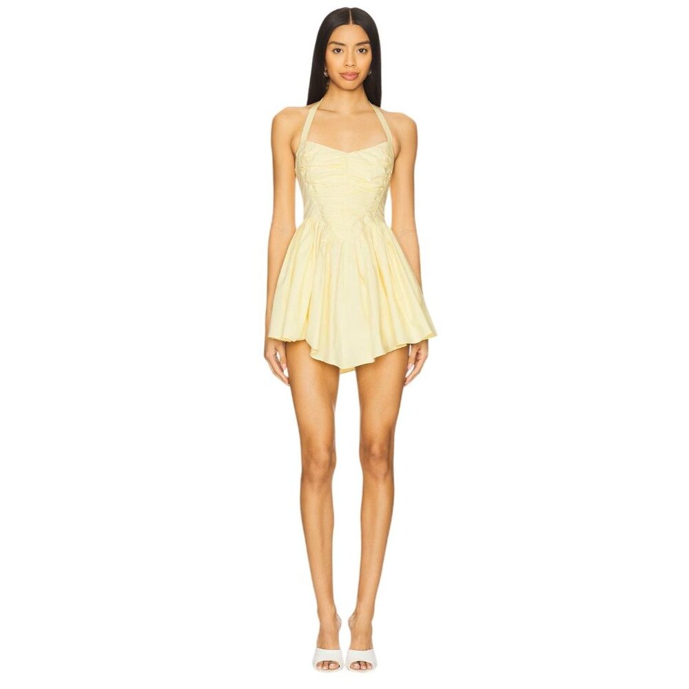 NBD Sara Mini Dress in Pale Yellow Large New Womens Cotton Party - Picture 9 of 9